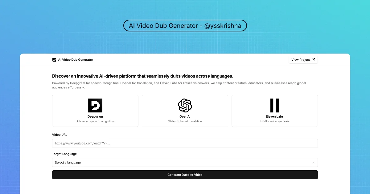 AI Video Dub Generator