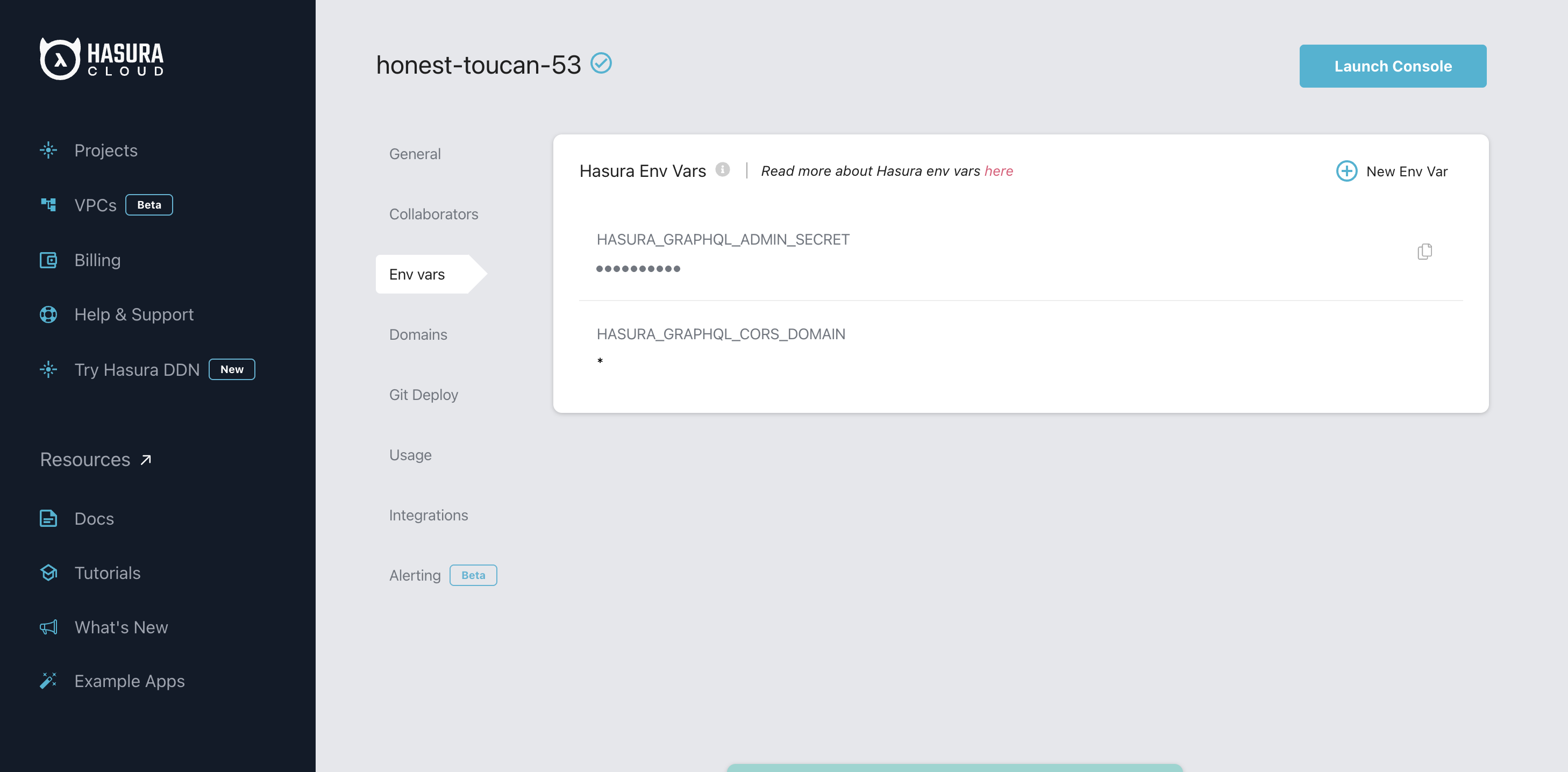 Hasura Cloud - Environment Variables