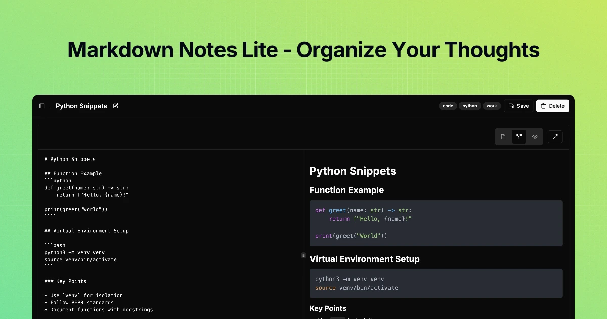 Markdown Notes Lite